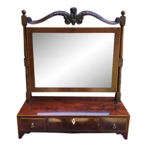 Regency Satinwood Inlaid and Carved Mahogany Chest Mirror, Circa 1800-1810