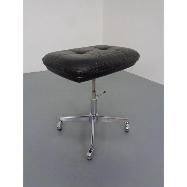 Rollable and Adjustable Leather Stool, Germany, 1960s For Sale - Image 4 of 18