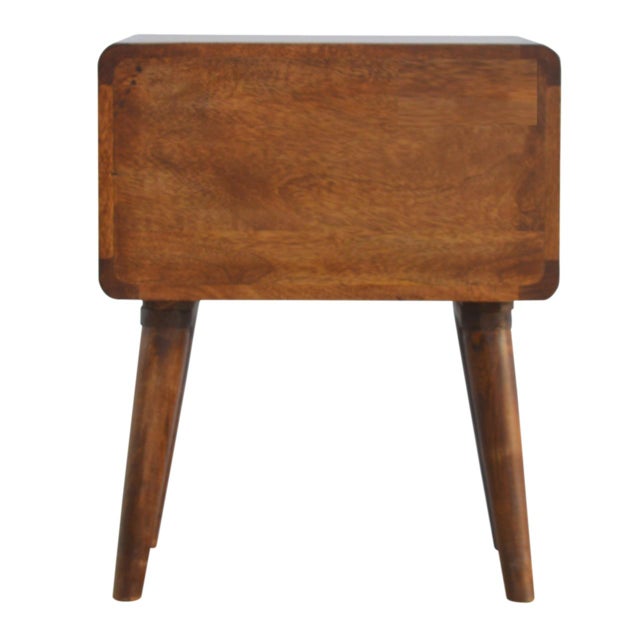 Wood Curved Chestnut Two-Drawer Nightstand For Sale - Image 7 of 8