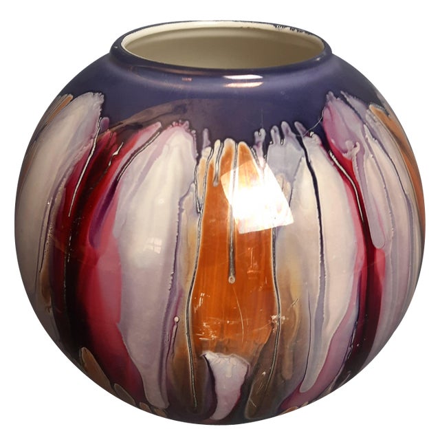 Artistic Multicolored Sphere Ceramic Vase from S.E.C, Italy, 1970 For Sale