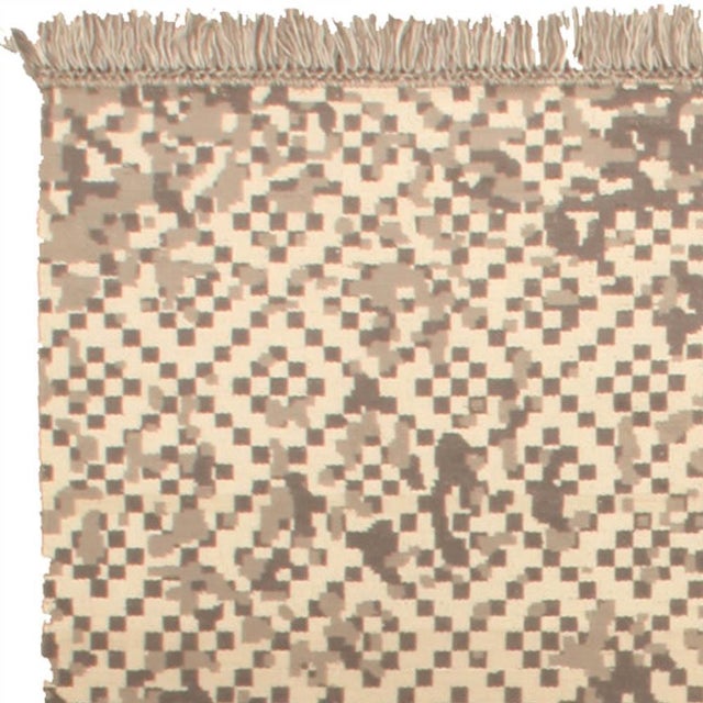 "Sienna Pixel" Modern Abstract Pixelated Mosaic Beige With Taupe Oversized Rug For Sale - Image 4 of 5