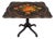 Vintage Hand-Painted Floral Ebonized Tilt-Top Table | Scalloped Top & Pedestal Base For Sale