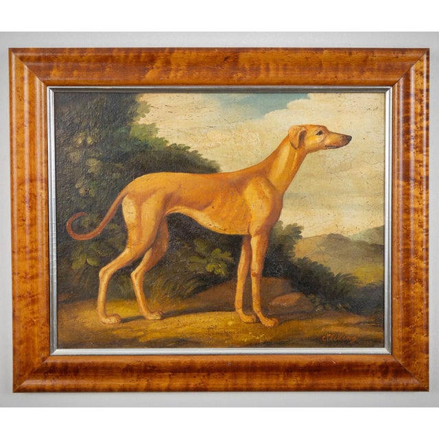 American Mid 20th Century Pair of Oil on Canvas Greyhound Paintings by William Skilling, Framed For Sale - Image 3 of 11