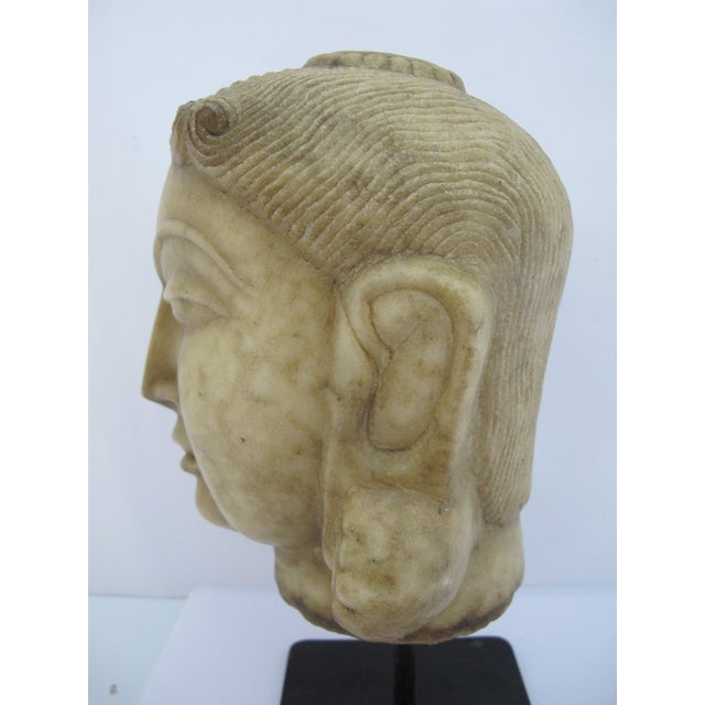 Jain Marble Tirthankara Spiritual India Head Karma Carved Stone Sculpture For Sale - Image 10 of 12