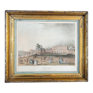 19th Century American Lemon Gold Frame With Hand Colored English Print For Sale