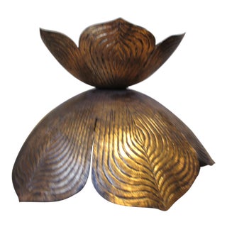 Jamie Young Bronze Flowering Lotus Large Pendant For Sale
