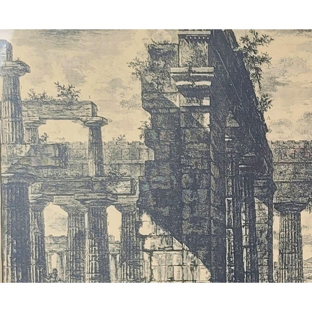 Antique Framed Copper Engraving of the Temples at Paestum After Francesco Piranesi For Sale - Image 4 of 7