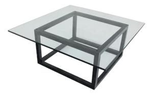 Mid Century Modern Thick Glass Top Table