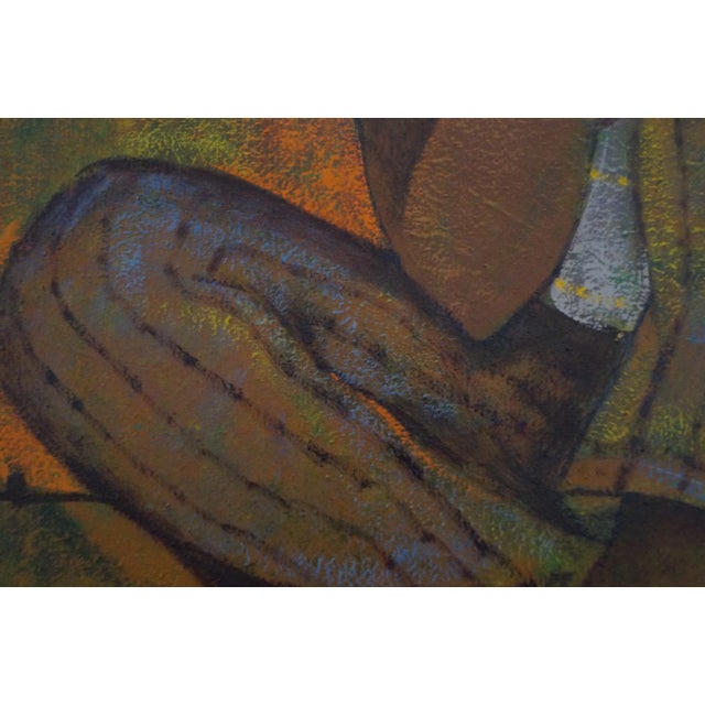 1950s Roger San Miguel Figurative Orange and Yellow Original Oil Painting For Sale - Image 9 of 13