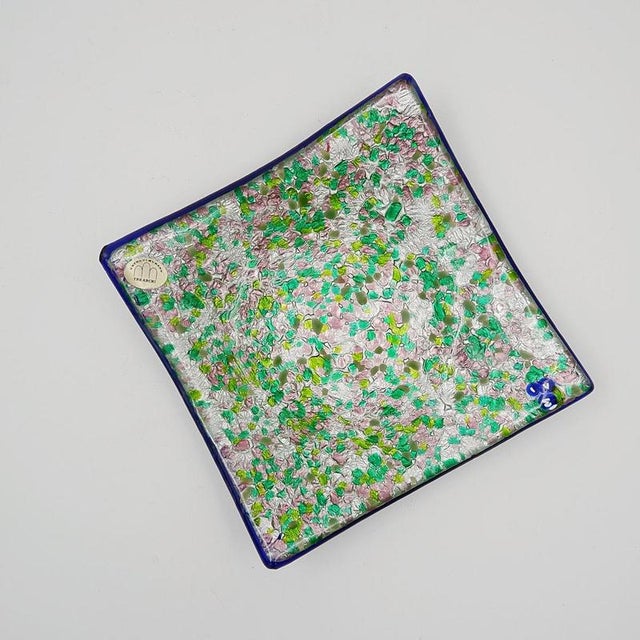 Vintage Square pocket emptier in Murano glass "TRE ARCHI" Wear consistent with age and use Measures : 16cmx16cm H:3,5cm...