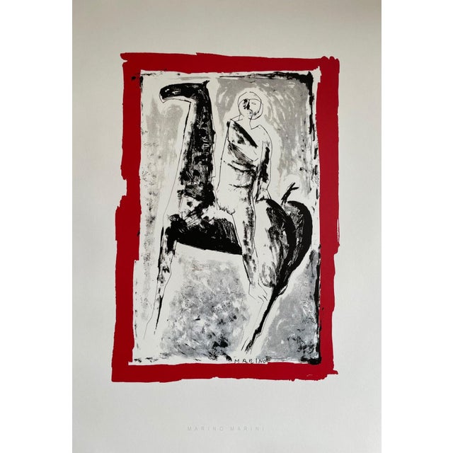 Exceptional silkscreen print Cavaliere (1955) by Marino Marini (1901–1980), one of the leading figures of 20th-century...