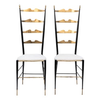Set of Chiavarine Chairs in Brass and Metal, 1950s For Sale