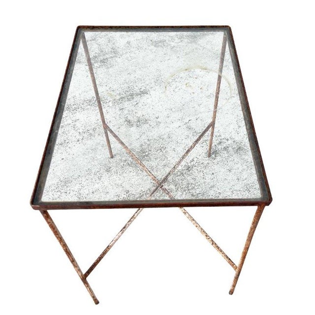 Early 20th Century Rustic Antique Early American Iron and Glass Accent or Side Table - 1900s Tulsa For Sale - Image 9 of 9