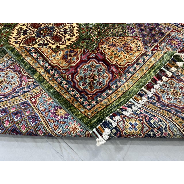 Green Mamluk Natural Dye Wool Rug, 5'2" X 6'11" For Sale - Image 13 of 15