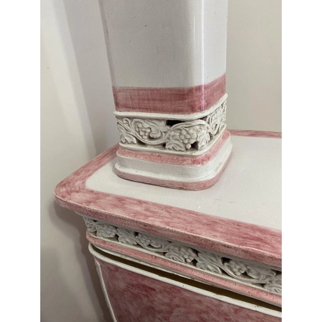 1970s Majolica Pink Stove From Florence For Sale - Image 11 of 12