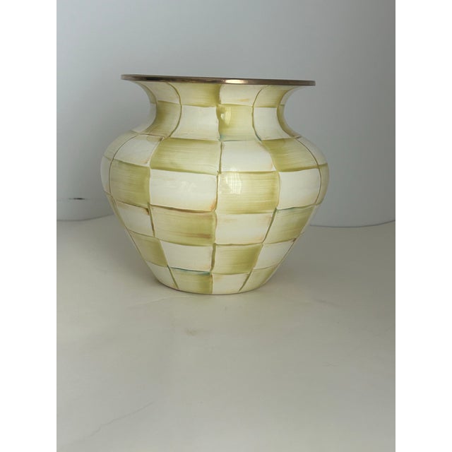 Mackenzie-Childs parchment check vase purchased in approximately 2015 at the Barn Sale.