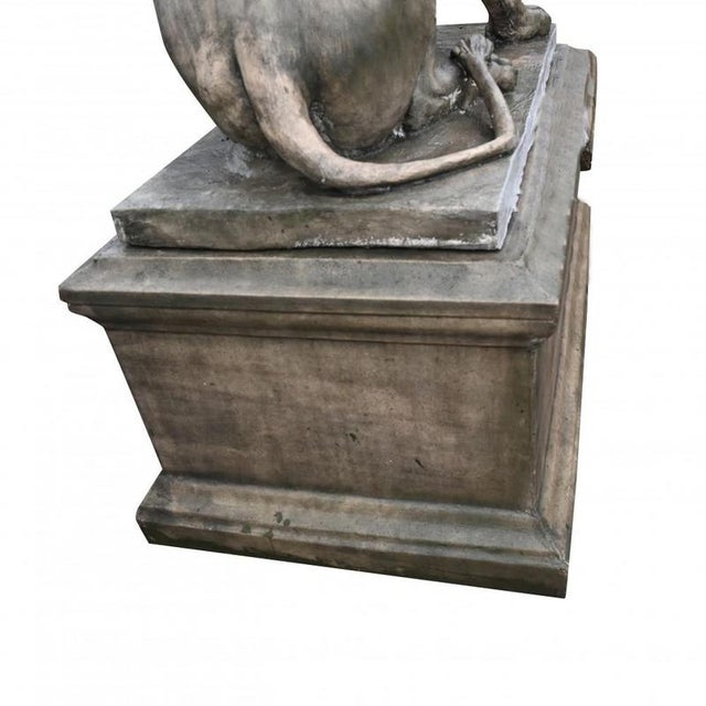 Lifesize Lion Gatekeeper Statues Stone Country House, Set of 2 For Sale - Image 5 of 16