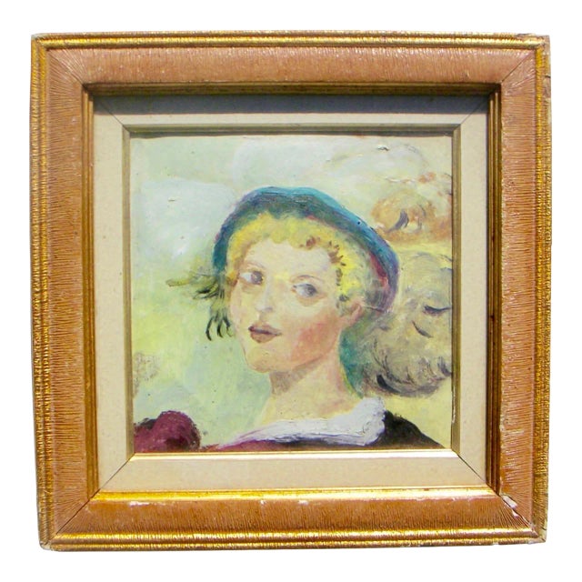 Mid 20th Century "Bellissima" Portrait Painting of an Italian Girl, Framed For Sale