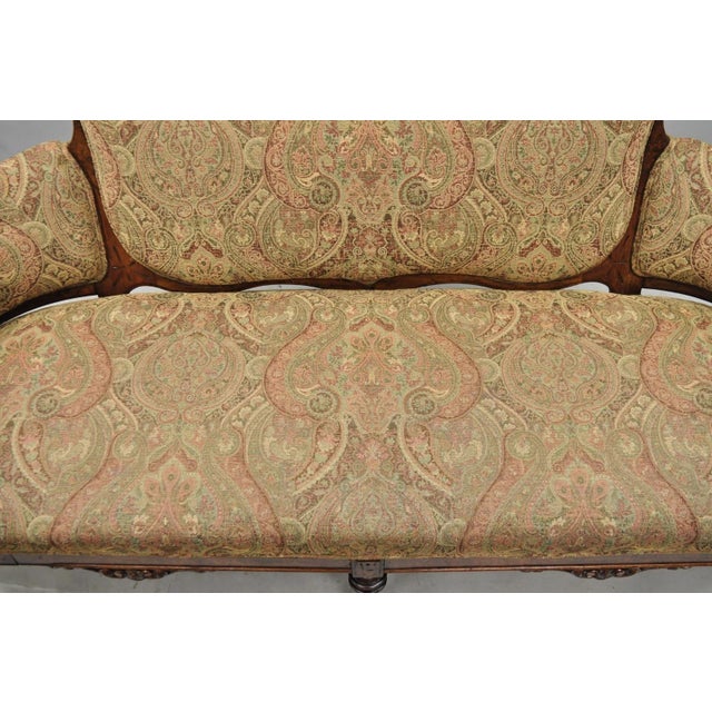 Antique Eastlake Victorian Carved Burl Walnut Parlor Set Sofa & 2 Chairs - 3 PCS For Sale - Image 13 of 18