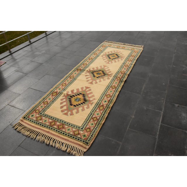 1980s Tribal Hand Knotted Cream Milas Runner Rug For Sale - Image 4 of 11