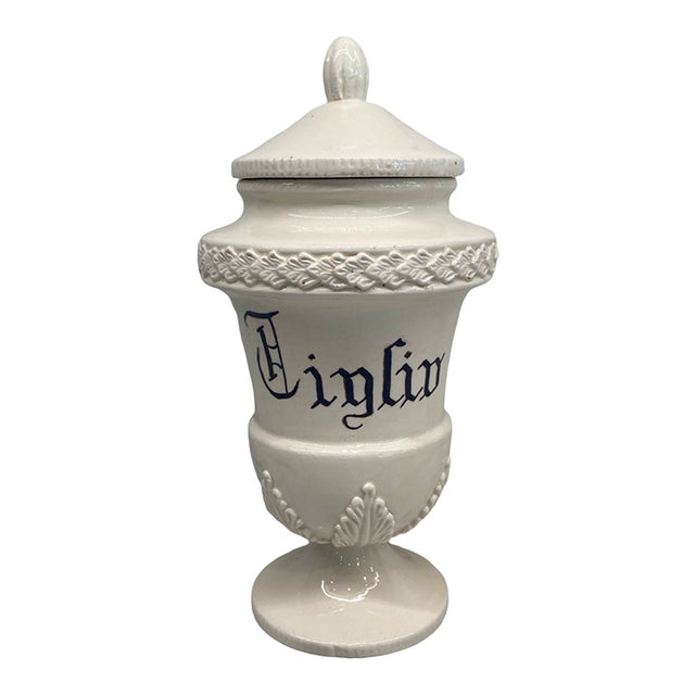 Antique Italian Apothecary Jar Venetian Porcelain Urn Large For Sale