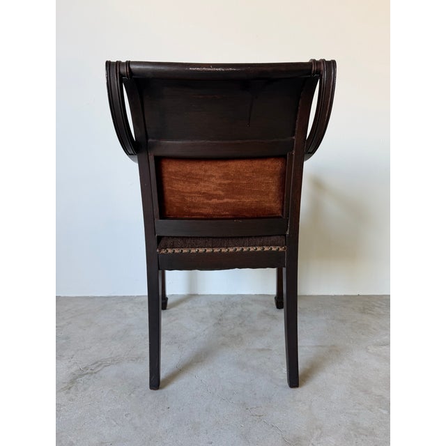 Antique French Neoclassical Carved Mahogany Armchair With Floral Needlepoint Upholstery For Sale - Image 9 of 13