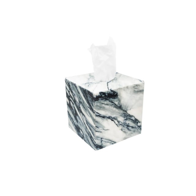 Not Yet Made - Made To Order Square Tissue Box Cover in Paonazzo Marble For Sale - Image 5 of 6