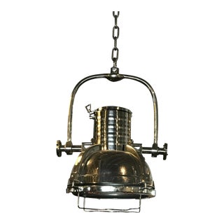 Industrial Large Chrome Pendant Light For Sale