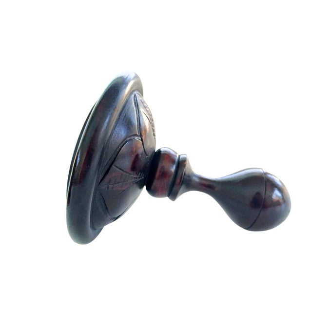 Chocolate Vintage Large Carved Lidded Bowl Trinket Dish Catchall Tribal Ethnic Statement Piece For Sale - Image 8 of 14