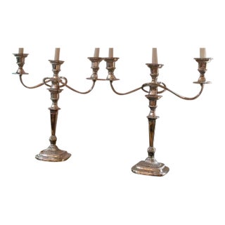 Pair of Sheffield Candelabra For Sale