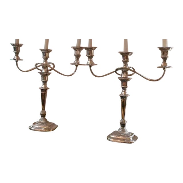 Pair of Sheffield Candelabra For Sale