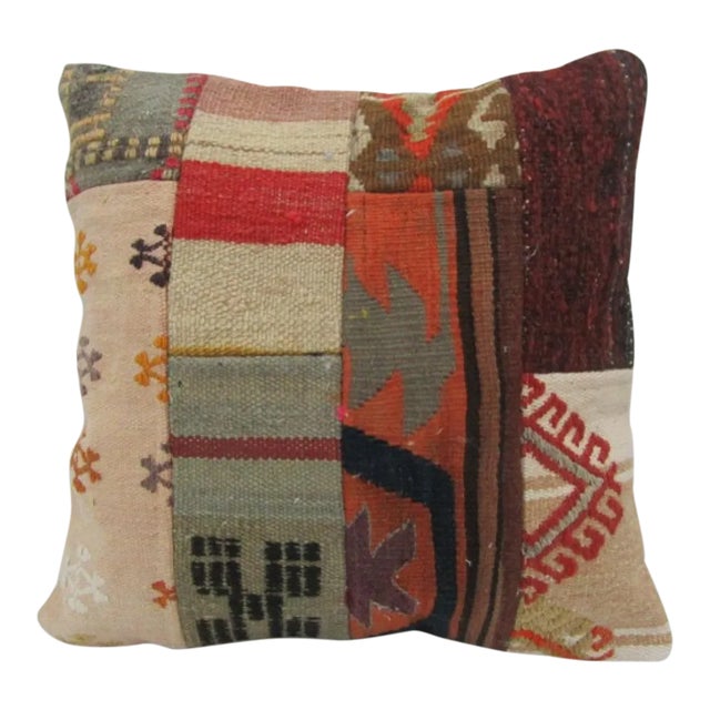 Handmade Patchwork Kilim Pillow Cover For Sale