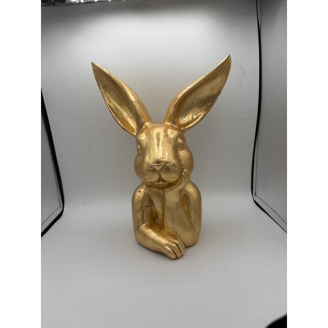Hand Gilded Distressed Gold Easter Bunny Rabbit Tabletop Decor Sculpture Art For Sale In Miami - Image 6 of 13