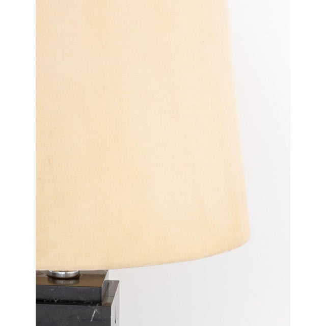 Modern Black Marble and Chrome Table Lamp For Sale - Image 4 of 6