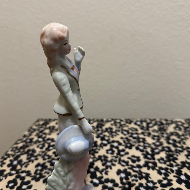 Ceramic Vintage Porcelain Elegant Lady Figurine – Victorian Style With Hat & Suit For Sale - Image 7 of 8