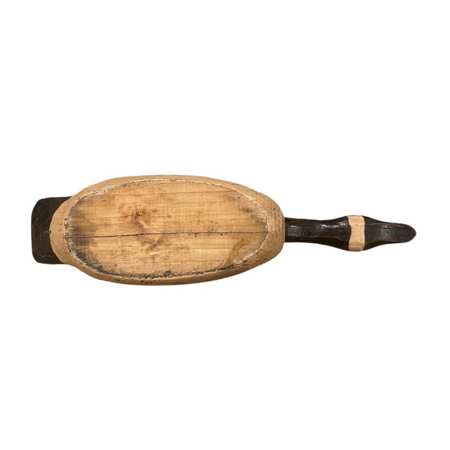 Wood Vintage Folk Art Hand Carved & Painted Wooden Swimming Canadian Goose Decoy / Carving / Sculpture, Circa 1930 For Sale - Image 7 of 7