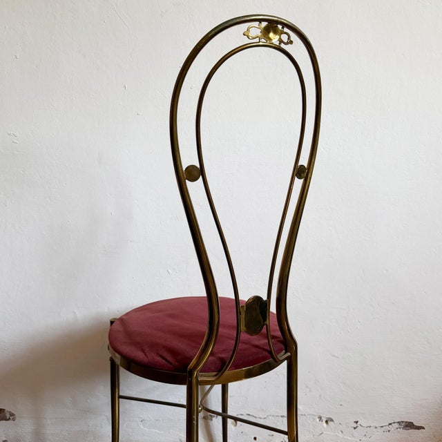 Paolo Buffa Mid-Century Modern Hollywood Regency Brass Chair attributed to Paolo Buffa, Italy, 1950s For Sale - Image 4 of 17