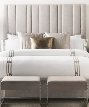 Remy Full/Queen Linen Duvet Set, Optic White & Sterling, 8 Pieces