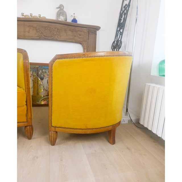 Art Deco Barrel Chairs in Velvet, 1930, Set of 2 For Sale - Image 12 of 15