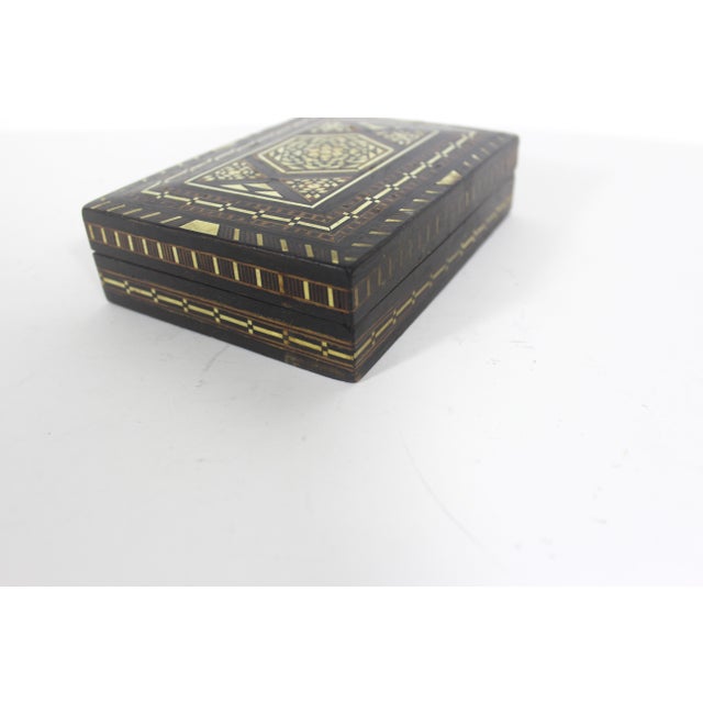 Indian Vintage Inlaid Wood Bone Inlay Box For Sale - Image 3 of 14
