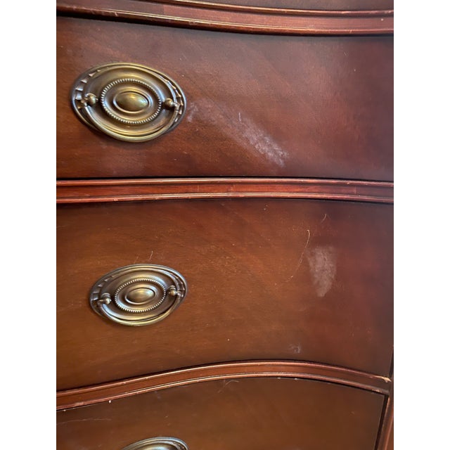 1940s White Furniture Company Solid Mahogany Federal Style Serpentine Dresser For Sale - Image 11 of 11