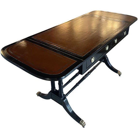 Traditional 37.5" Finished 2 Drawer Vintage Table For Sale - Image 3 of 4