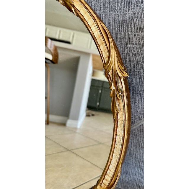 1930s Round French Rococo Style Giltwood Wall Mirror For Sale - Image 13 of 17