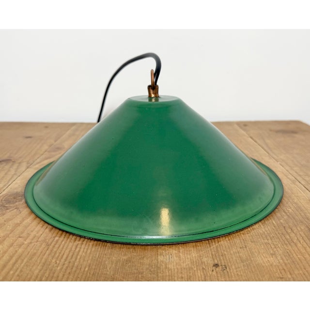 Industrial Green Enamel Factory Pendant Lamp, 1950s For Sale - Image 14 of 16