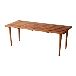 Mid Century Slat Wood Bench Coffee Table