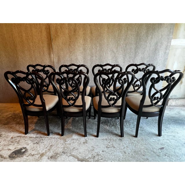 Stanley Furniture Early 21st Century Georgian Style Scroll Back Side Chairs by Stanley Furniture - Set of 8 For Sale - Image 4 of 12