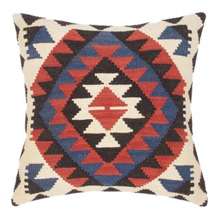 Bohemian Turkish Virgilio Hand Woven Kilim Throw Pillow For Sale