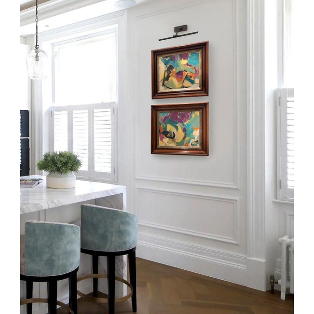 Pair of acrylic on canvas paintings, framed in antique Victorian Eastlake Walnut Frames Circa 1850-1899. These paintings...