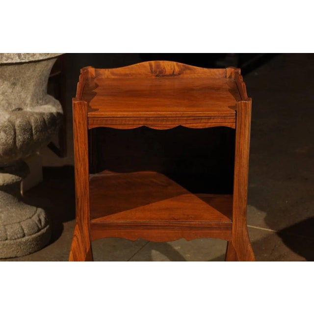 19th Century French Louis XV Style Wooden Bedside Table with Open Shelf For Sale - Image 11 of 12