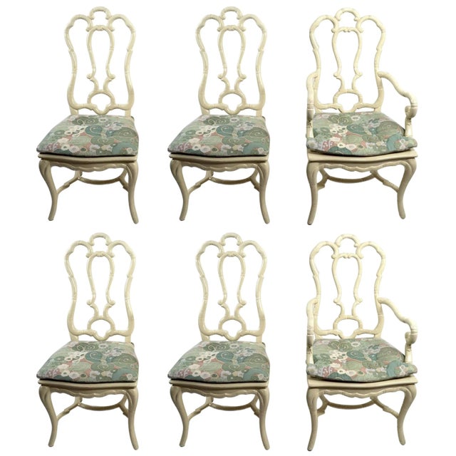 Set of Six White Lacquer Queen Anne Dining Chairs For Sale - Image 11 of 11